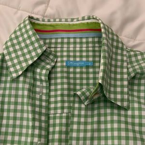 J.McLaughlin Woman’s green gingham shirt.